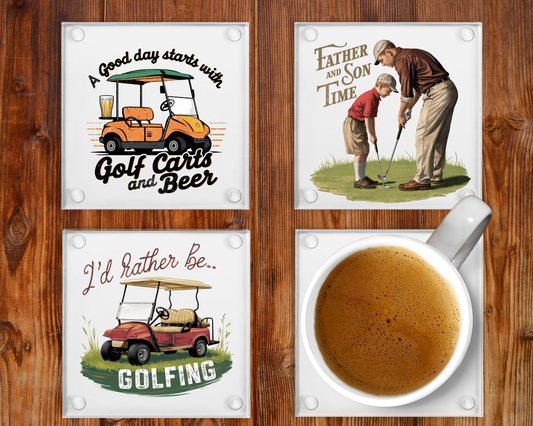 Glass Coasters (4) - Golf Quotes